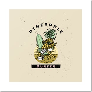 pineapple surfer Posters and Art